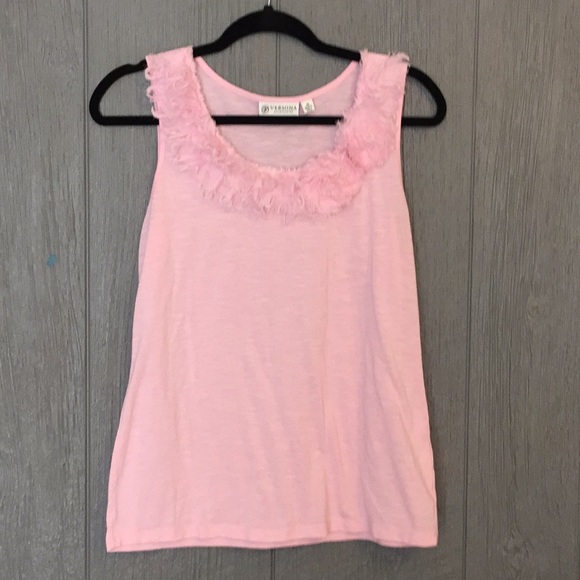 Versona Pink Embellished Tank Sz M - Picture 2 of 6